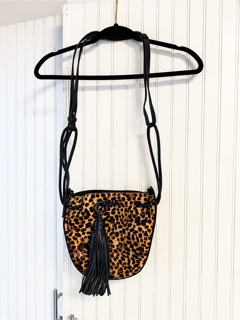 Rebecca Minkoff Leopard Print Crossbody with Black Tassel